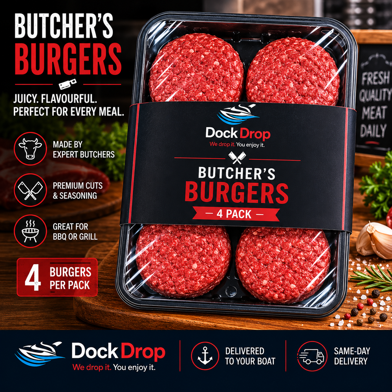 Pack of 4 Gourmet Burgers